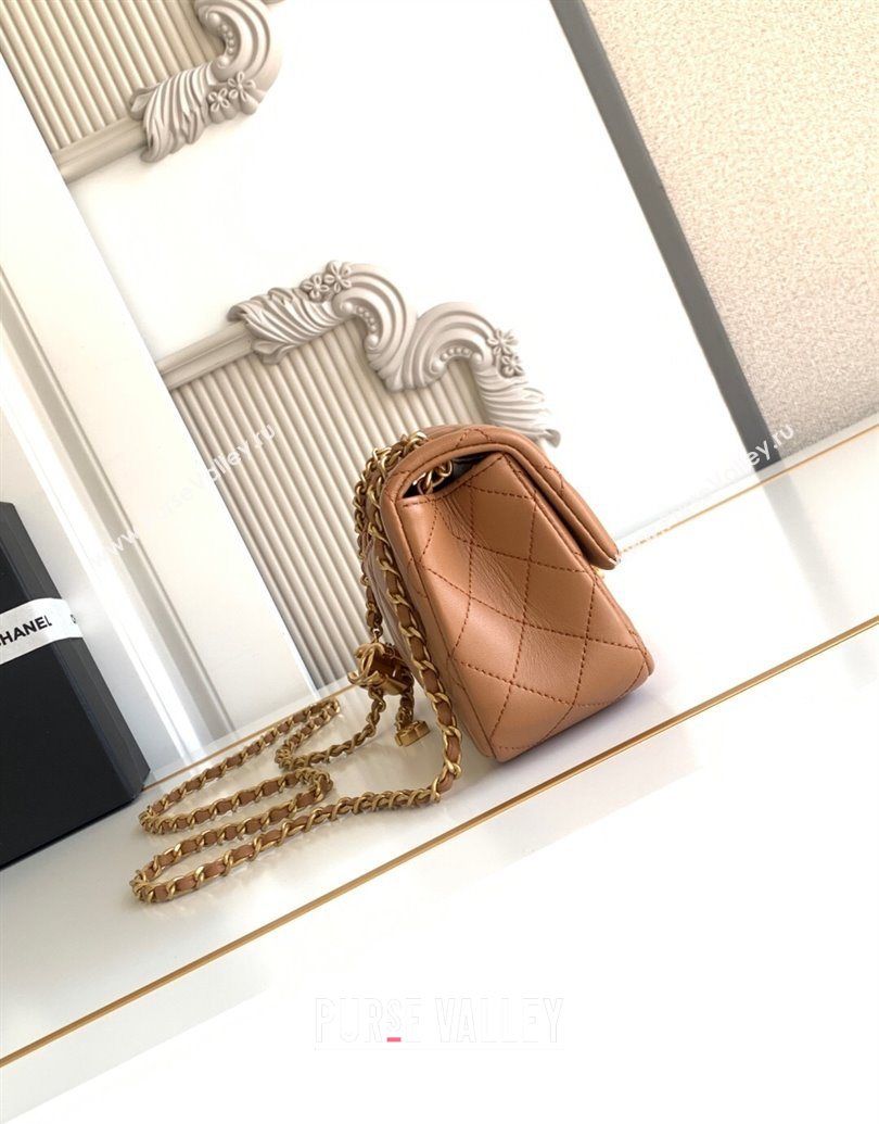 Chanel Shiny Lambskin Mini Flap Bag with CC Chain AS5759 Brown 2025 (yezi-251010169)