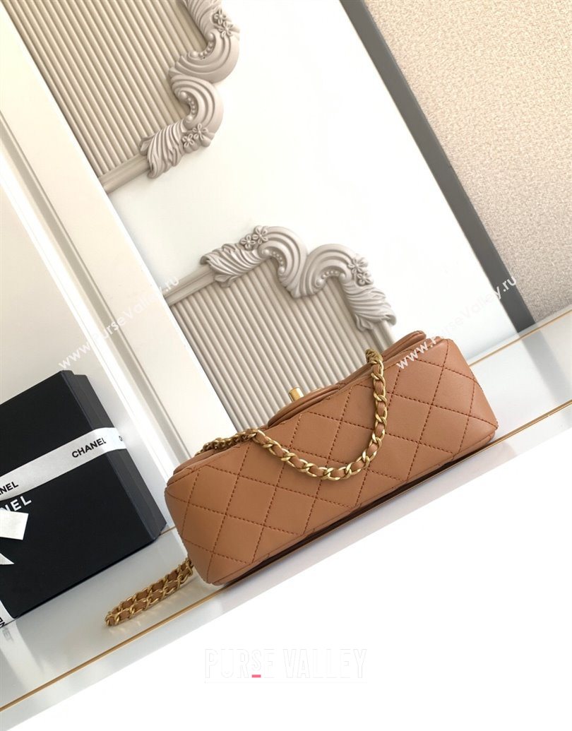 Chanel Shiny Lambskin Mini Flap Bag with CC Chain AS5759 Brown 2025 (yezi-251010169)
