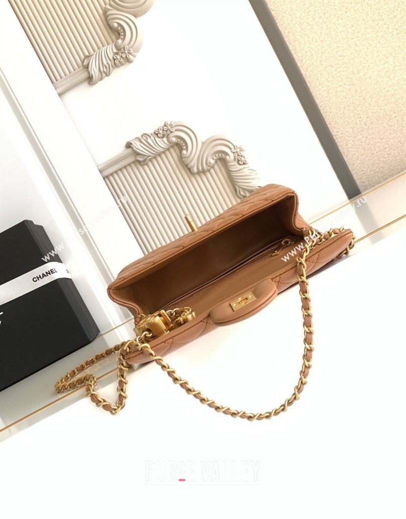 Chanel Shiny Lambskin Mini Flap Bag with CC Chain AS5759 Brown 2025 (yezi-251010169)