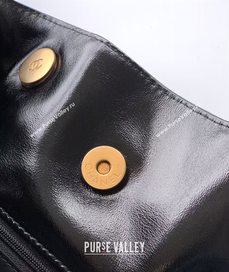 Chanel Waxy Leather Shopping Bag Black/Gold 2025 1010 (yezi-251010113)