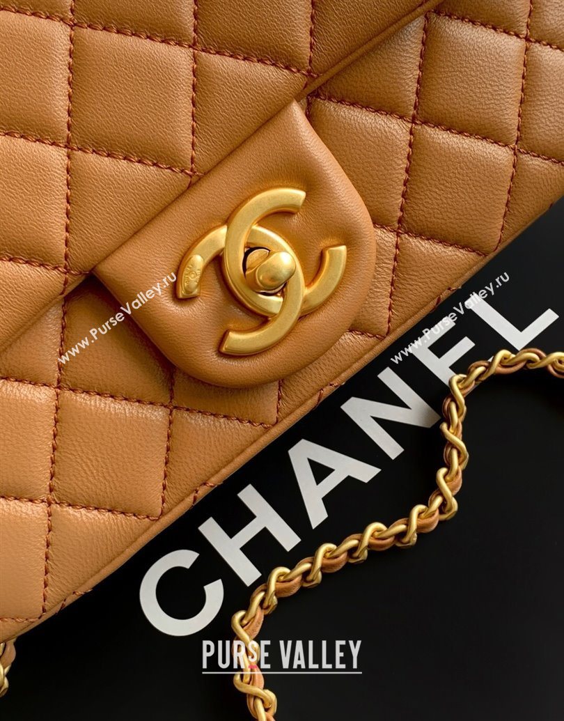 Chanel Shiny Lambskin Mini Flap Bag with CC Chain AS5759 Brown 2025 (yezi-251010169)