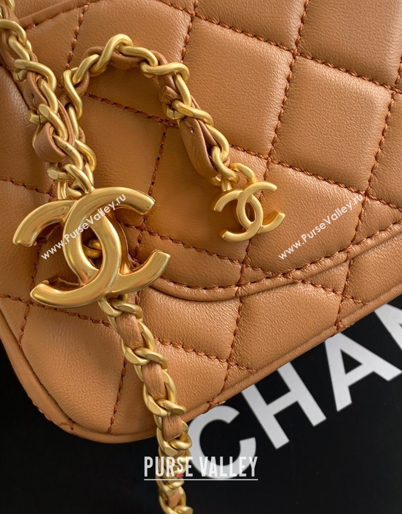 Chanel Shiny Lambskin Mini Flap Bag with CC Chain AS5759 Brown 2025 (yezi-251010169)