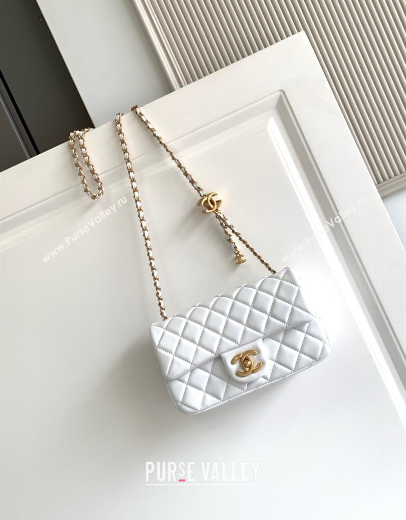 Chanel Shiny Lambskin Mini Flap Bag with CC Chain AS5759 White 2025 (yezi-251010170)