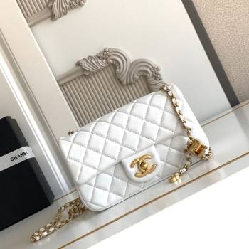 Chanel Shiny Lambskin Mini Flap Bag with CC Chain AS5759 White 2025 (yezi-251010170)