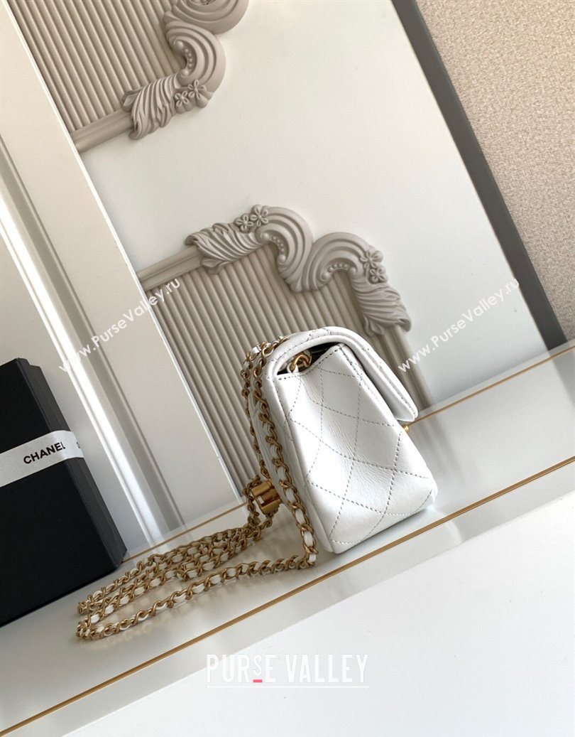 Chanel Shiny Lambskin Mini Flap Bag with CC Chain AS5759 White 2025 (yezi-251010170)