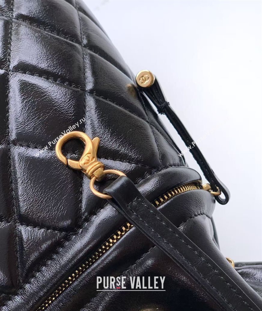 Chanel Waxy Leather Shopping Bag Black/Gold 2025 1010 (yezi-251010113)
