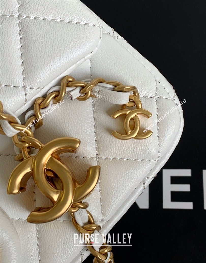Chanel Shiny Lambskin Mini Flap Bag with CC Chain AS5759 White 2025 (yezi-251010170)