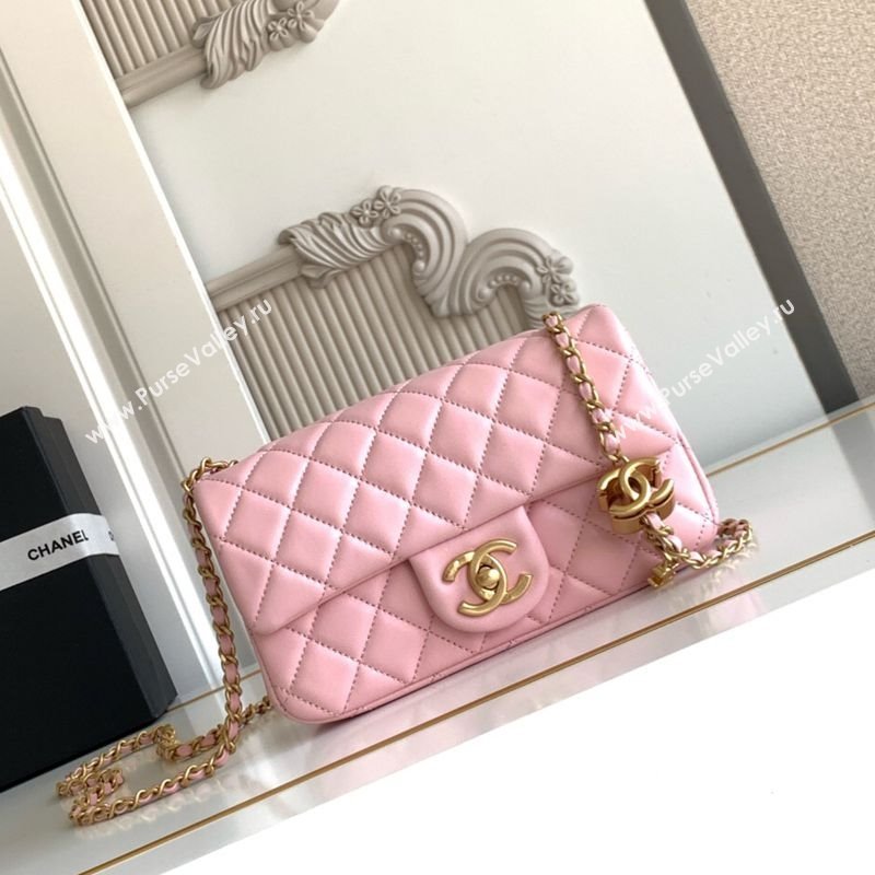 Chanel Shiny Lambskin Mini Flap Bag with CC Chain AS5759 Pink 2025 (yezi-251010171)
