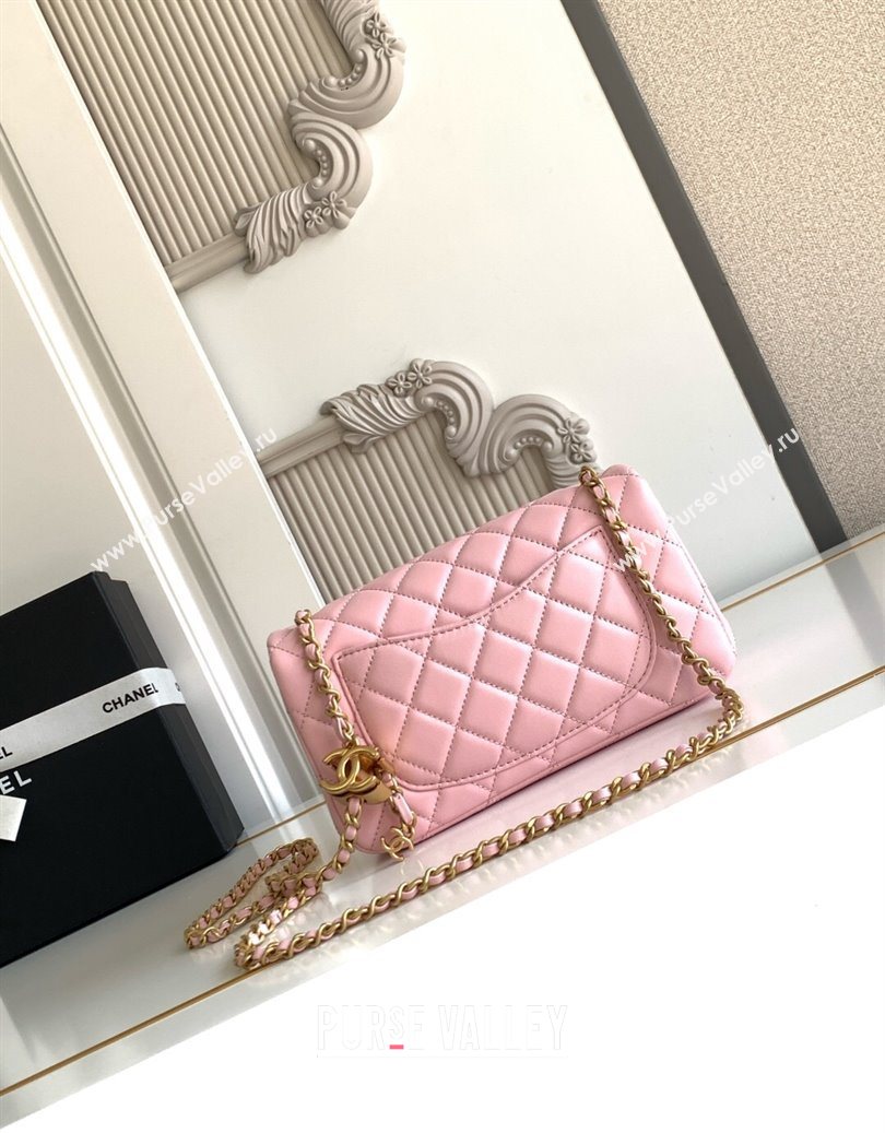 Chanel Shiny Lambskin Mini Flap Bag with CC Chain AS5759 Pink 2025 (yezi-251010171)