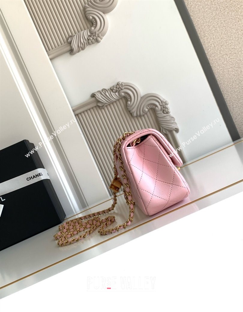 Chanel Shiny Lambskin Mini Flap Bag with CC Chain AS5759 Pink 2025 (yezi-251010171)