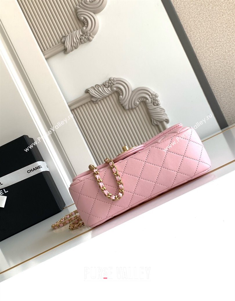 Chanel Shiny Lambskin Mini Flap Bag with CC Chain AS5759 Pink 2025 (yezi-251010171)