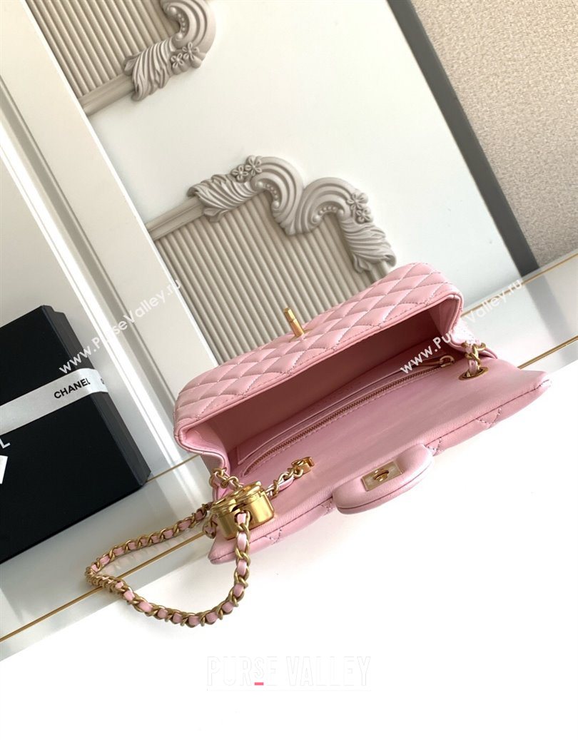 Chanel Shiny Lambskin Mini Flap Bag with CC Chain AS5759 Pink 2025 (yezi-251010171)
