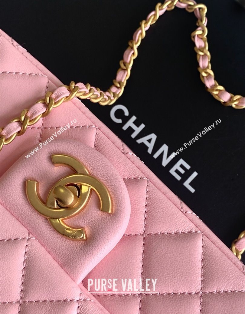 Chanel Shiny Lambskin Mini Flap Bag with CC Chain AS5759 Pink 2025 (yezi-251010171)