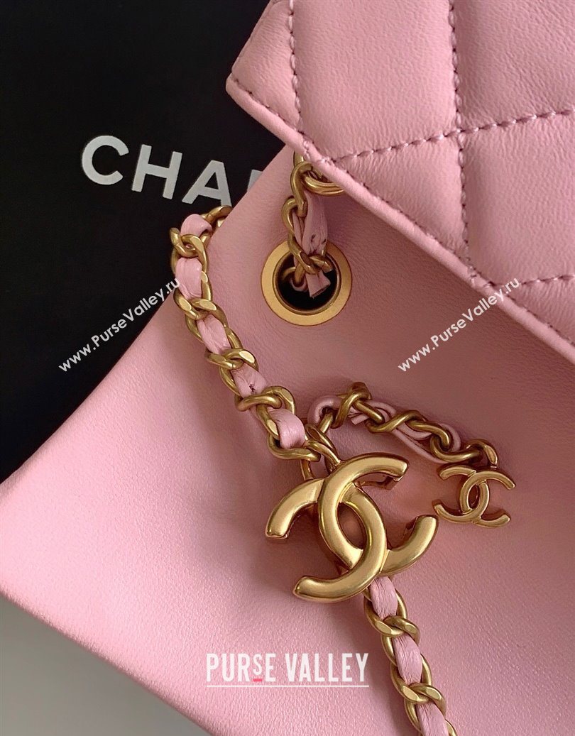 Chanel Shiny Lambskin Mini Flap Bag with CC Chain AS5759 Pink 2025 (yezi-251010171)