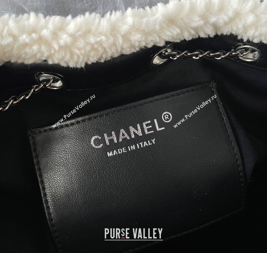Chanel Quilted Calfskin 25 Small Handbag with Furry Charm AS5293 Black/Silver 2025 (yezi-251011001)