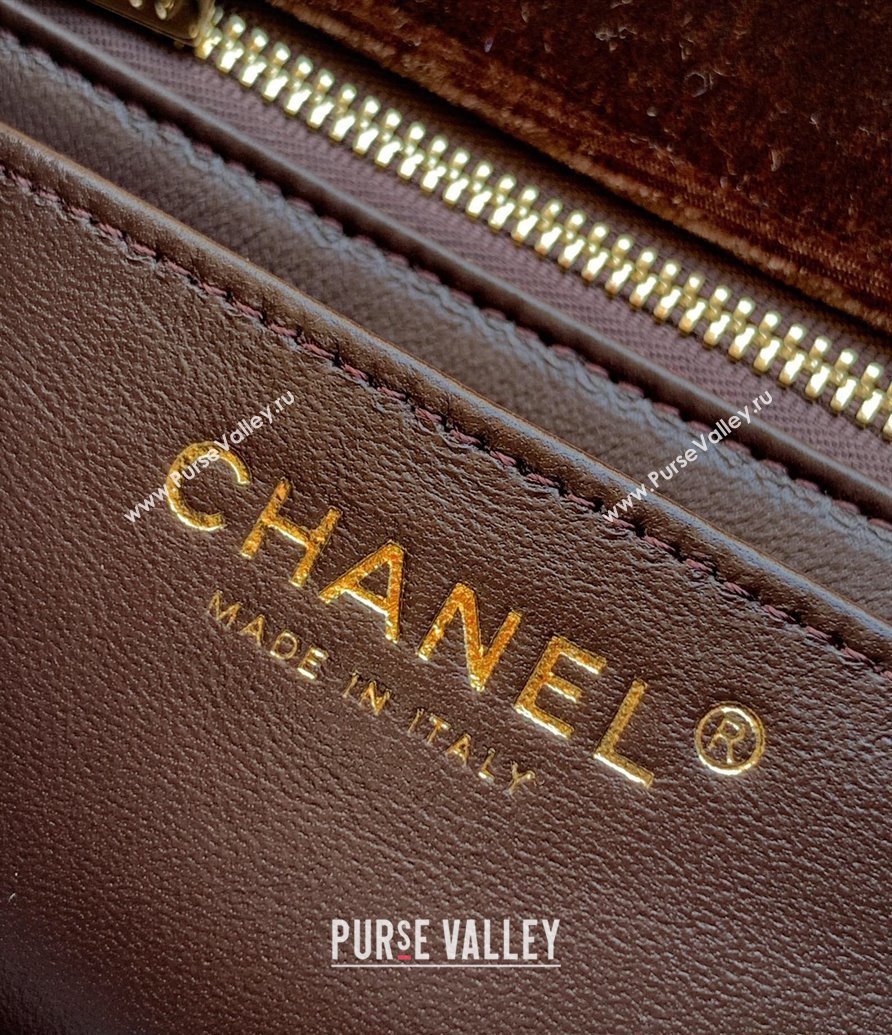 Chanel Velvet Mini Flap Bag with Strass Ball Coffee Brown 2025 AS1787 (yezi-251010039)