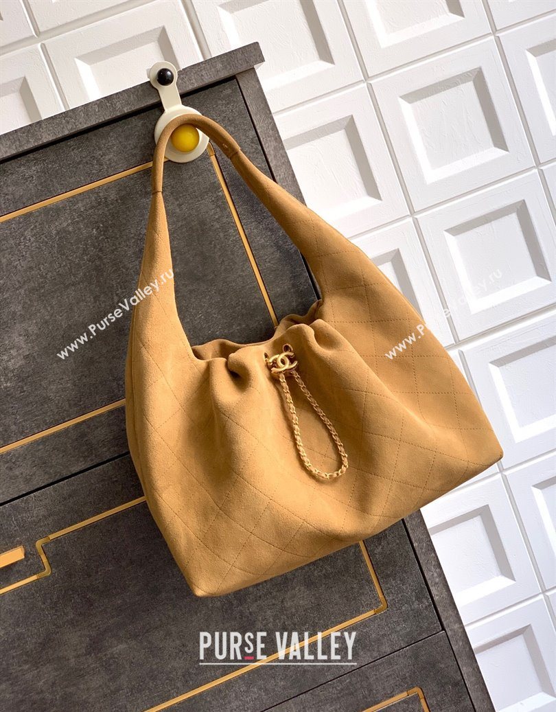 Chanel Quilted Soft Suede Hobo Bag Brown 2025 CH101101 (yezi-251011003)