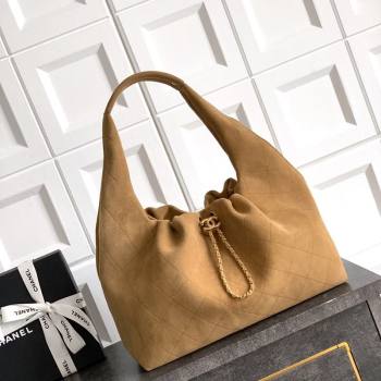 Chanel Quilted Soft Suede Hobo Bag Brown 2025 CH101101 (yezi-251011003)