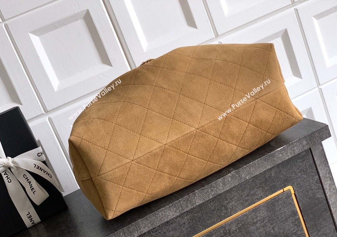 Chanel Quilted Soft Suede Hobo Bag Brown 2025 CH101101 (yezi-251011003)