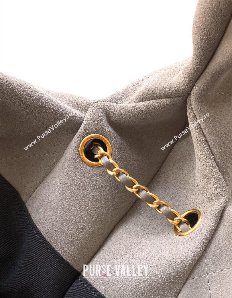 Chanel Quilted Soft Suede Hobo Bag Grey 2025 CH101101 (yezi-251011004)