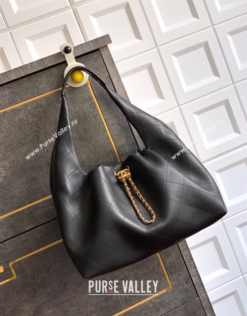 Chanel Quilted Soft Leather Hobo Bag Black 2025 CH101101 (yezi-251011005)