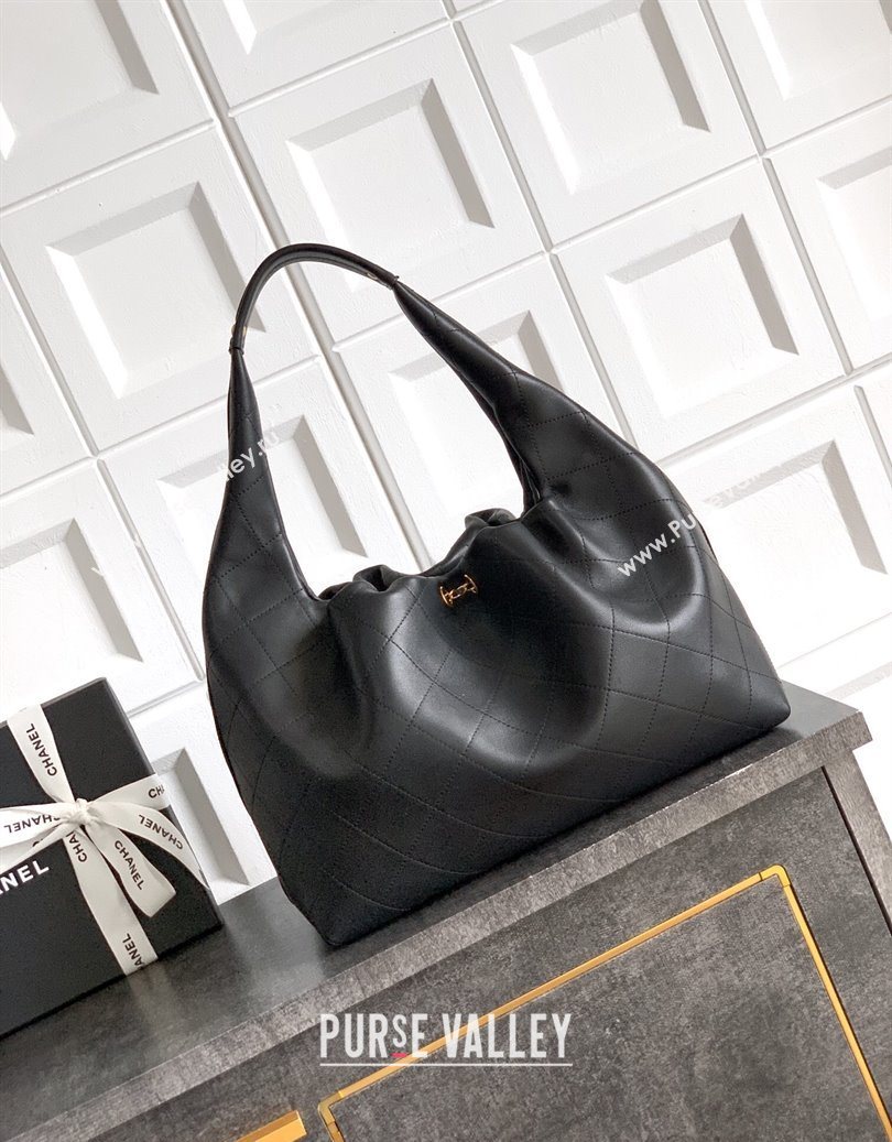 Chanel Quilted Soft Leather Hobo Bag Black 2025 CH101101 (yezi-251011005)