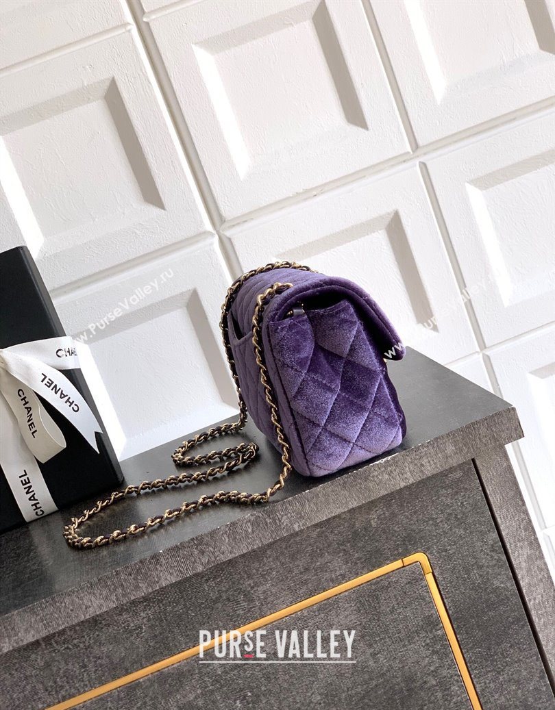 Chanel Velvet Mini Flap Bag with Strass Ball Purple 2025 AS1787 (yezi-251010040)