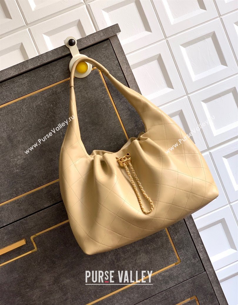 Chanel Quilted Soft Leather Hobo Bag Apricot 2025 CH101101 (yezi-251011006)