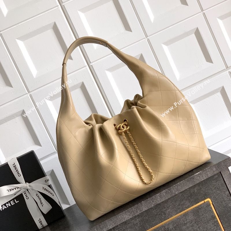 Chanel Quilted Soft Leather Hobo Bag Apricot 2025 CH101101 (yezi-251011006)