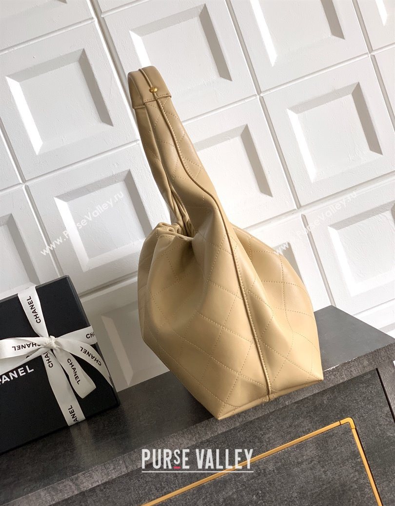 Chanel Quilted Soft Leather Hobo Bag Apricot 2025 CH101101 (yezi-251011006)