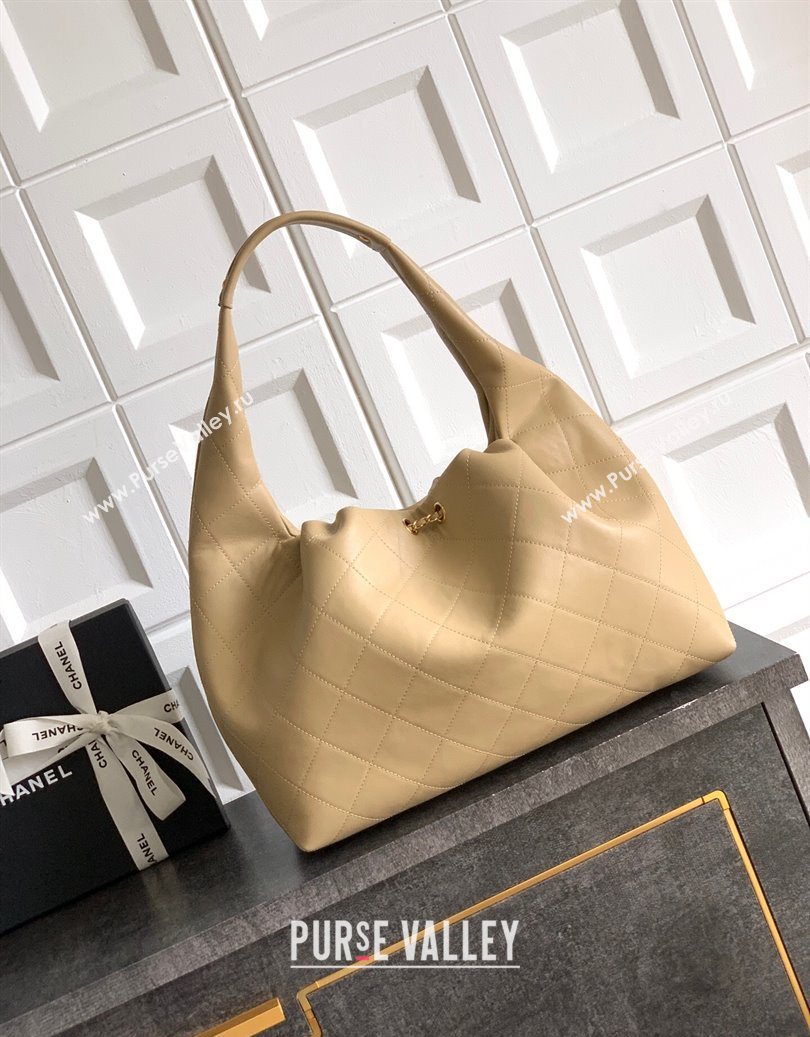 Chanel Quilted Soft Leather Hobo Bag Apricot 2025 CH101101 (yezi-251011006)
