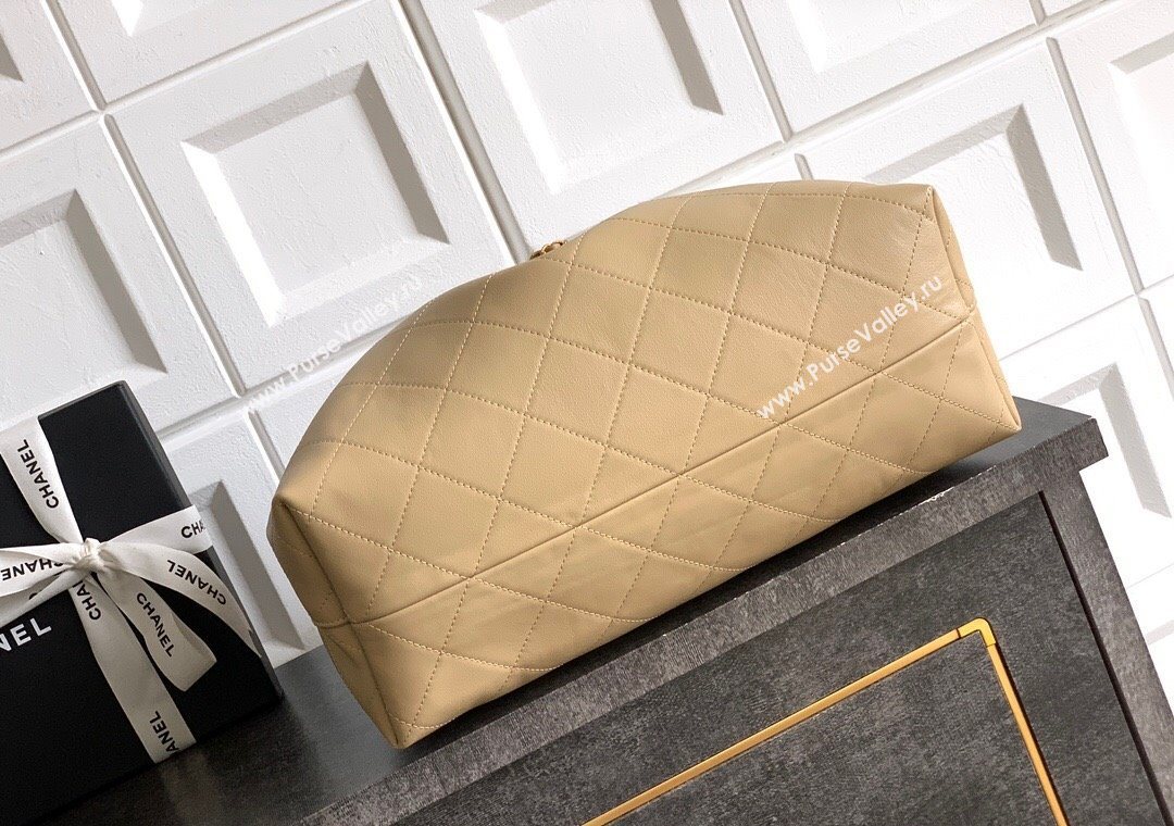 Chanel Quilted Soft Leather Hobo Bag Apricot 2025 CH101101 (yezi-251011006)