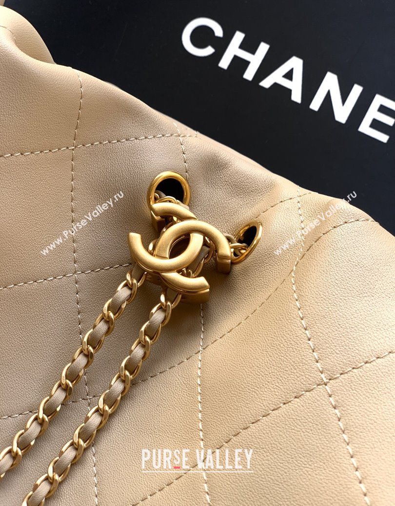 Chanel Quilted Soft Leather Hobo Bag Apricot 2025 CH101101 (yezi-251011006)