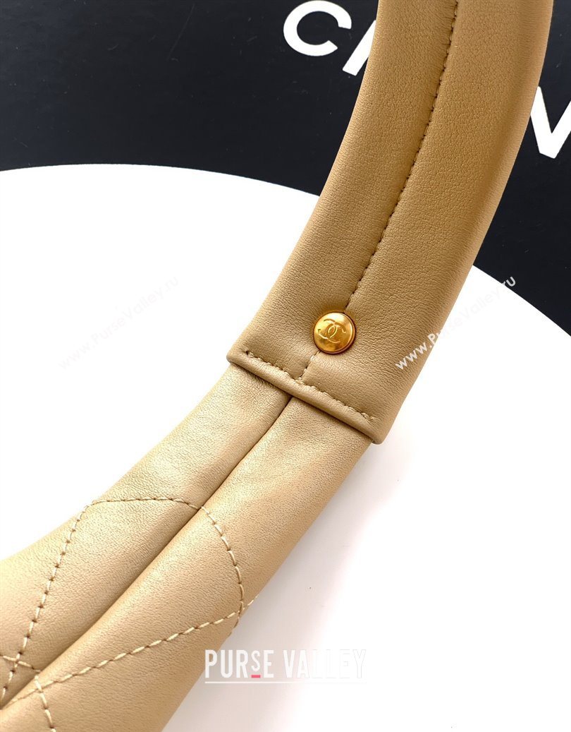 Chanel Quilted Soft Leather Hobo Bag Apricot 2025 CH101101 (yezi-251011006)