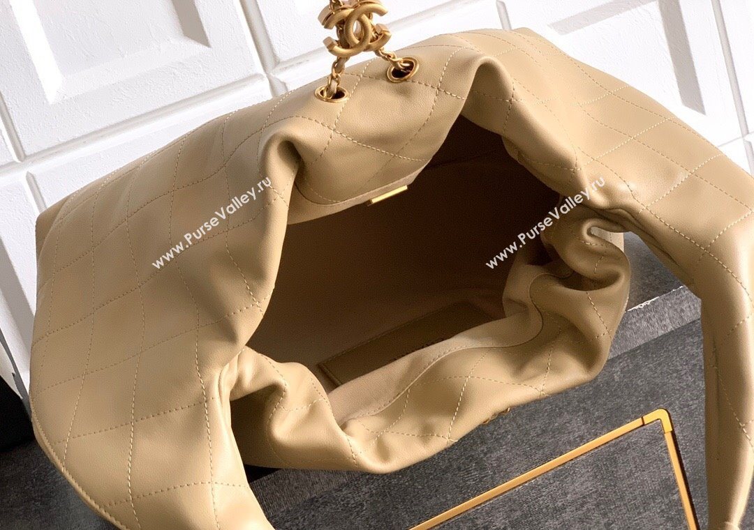 Chanel Quilted Soft Leather Hobo Bag Apricot 2025 CH101101 (yezi-251011006)