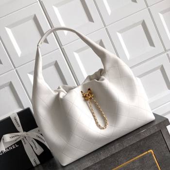 Chanel Quilted Soft Leather Hobo Bag White 2025 CH101101 (yezi-251011007)