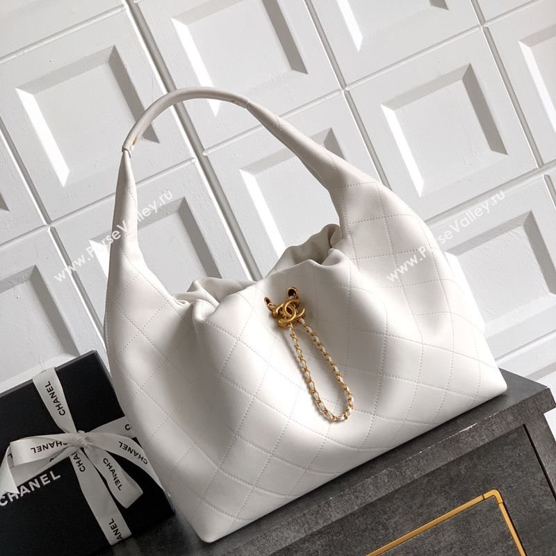 Chanel Quilted Soft Leather Hobo Bag White 2025 CH101101 (yezi-251011007)