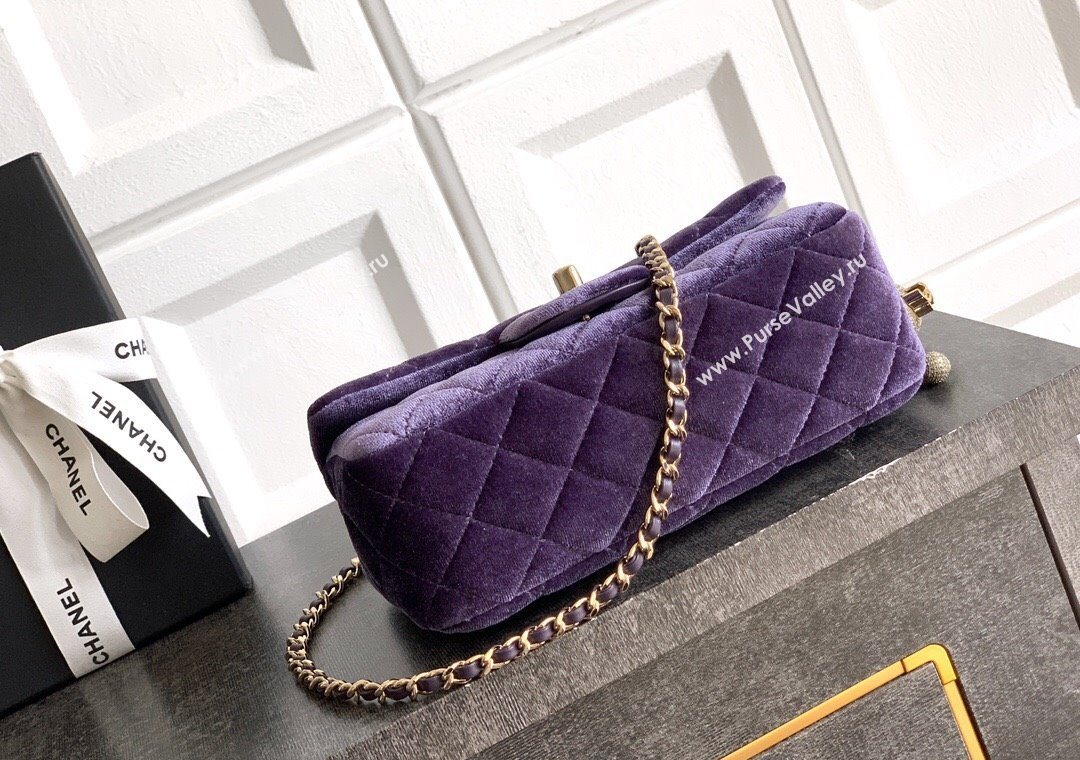 Chanel Velvet Mini Flap Bag with Strass Ball Purple 2025 AS1787 (yezi-251010040)