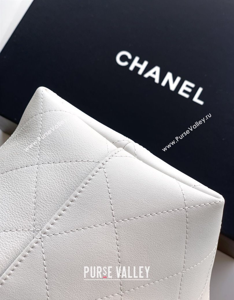 Chanel Quilted Soft Leather Hobo Bag White 2025 CH101101 (yezi-251011007)