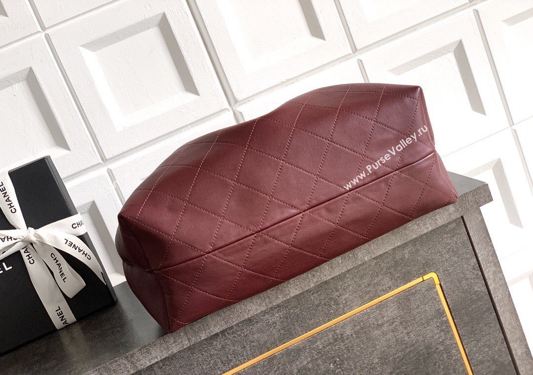Chanel Quilted Soft Leather Hobo Bag Burgundy 2025 CH101101 (yezi-251011008)