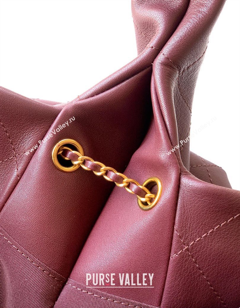 Chanel Quilted Soft Leather Hobo Bag Burgundy 2025 CH101101 (yezi-251011008)