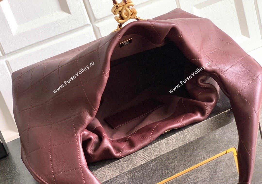 Chanel Quilted Soft Leather Hobo Bag Burgundy 2025 CH101101 (yezi-251011008)