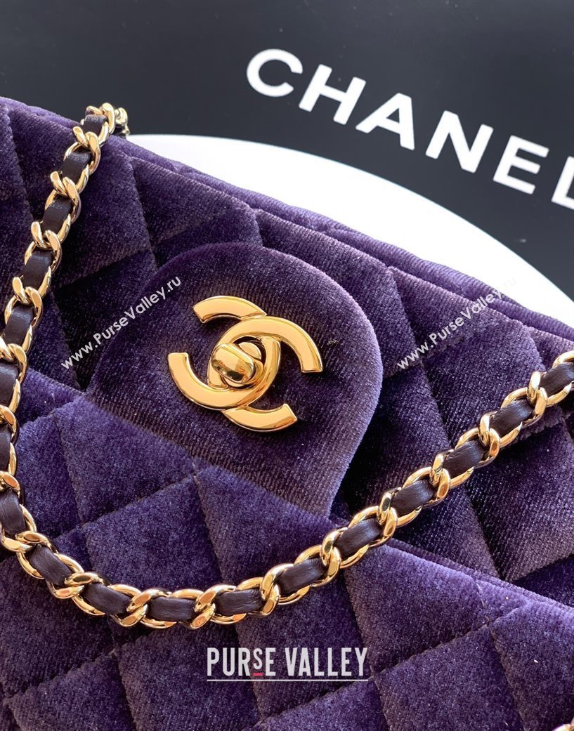 Chanel Velvet Mini Flap Bag with Strass Ball Purple 2025 AS1787 (yezi-251010040)