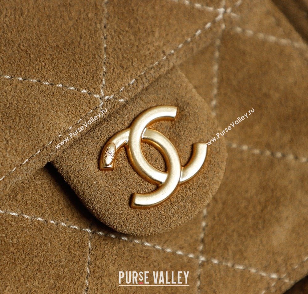 Chanel Quilted Suede 25 Medium Backpack Bag Brown 2025 AS5600 (yezi-251009095)