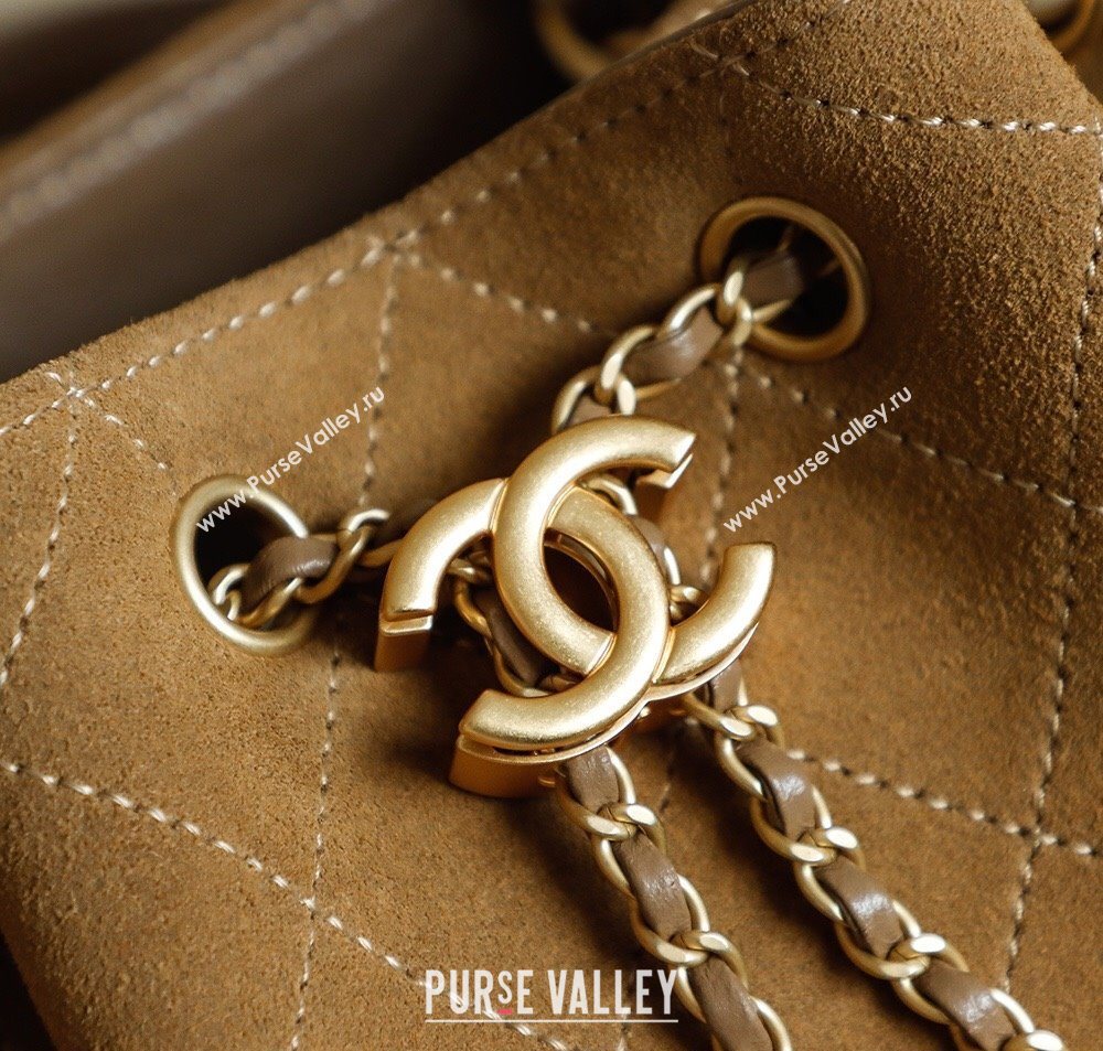 Chanel Quilted Suede 25 Medium Backpack Bag Brown 2025 AS5600 (yezi-251009095)