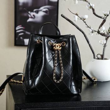Chanel Waxy Calfskin 25 Medium Backpack Bag Black 2025 AS5600 (yezi-251009096)