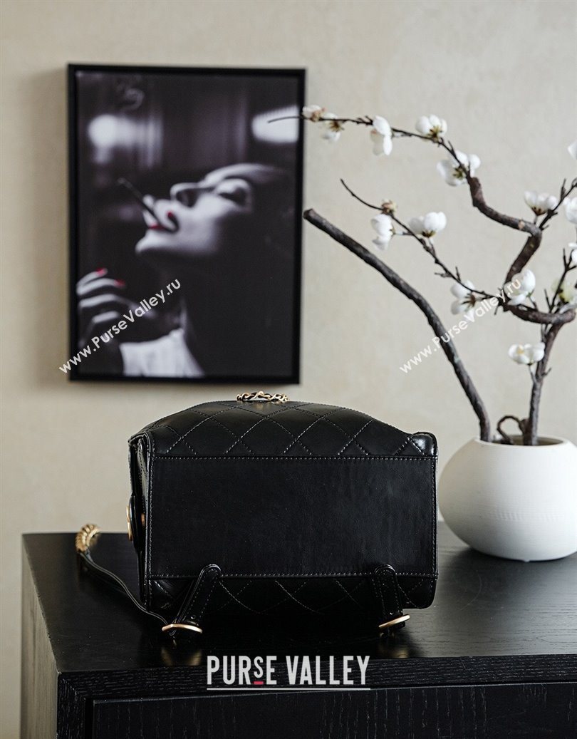 Chanel Waxy Calfskin 25 Medium Backpack Bag Black 2025 AS5600 (yezi-251009096)