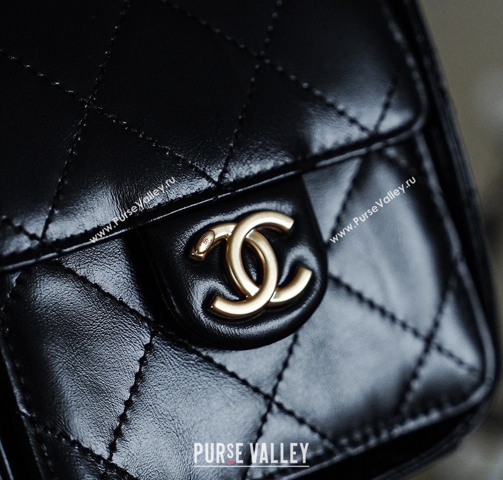 Chanel Waxy Calfskin 25 Medium Backpack Bag Black 2025 AS5600 (yezi-251009096)