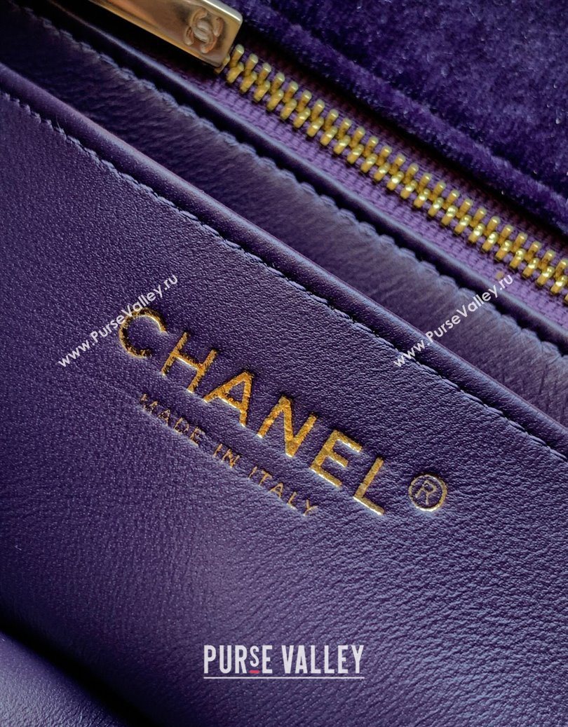 Chanel Velvet Mini Flap Bag with Strass Ball Purple 2025 AS1787 (yezi-251010040)