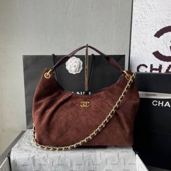 Chanel Suede Hobo Bag AS5978 Dark Brown 2025 (yezi-251011013)